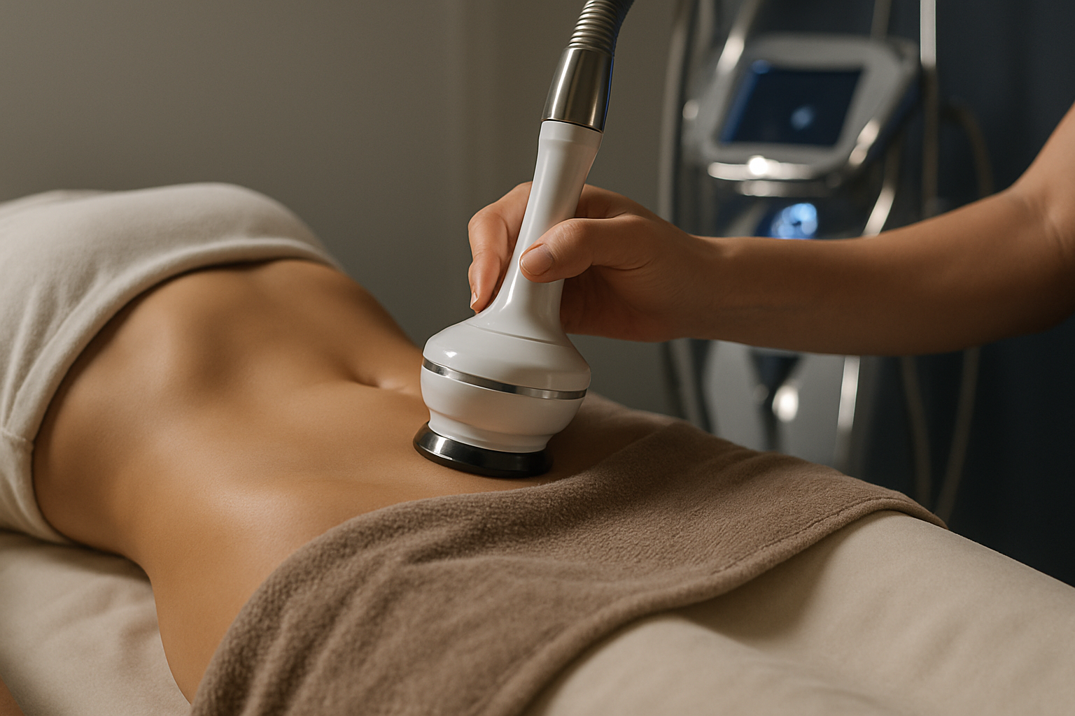 2025 09 kovakcosmeticcentercom img body contouring treatment v1  kovak cosmetic center - body contouring treatment being performed with a cosmetic device.