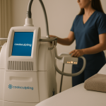 A CoolSculpting device is prepared in a treatment room, ready for fat-freezing procedures.